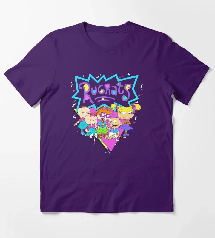 Rugrats Baby Group Bright Retro Logo T-Shirt Purple