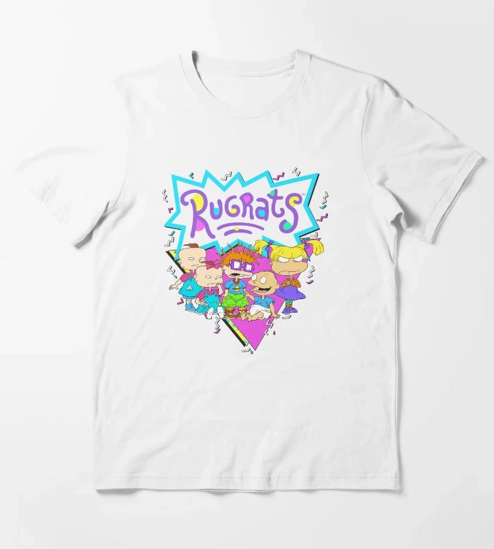 Rugrats Baby Group Bright Retro Logo T-Shirt White