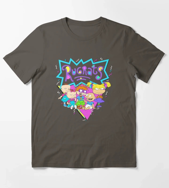 Rugrats Baby Group Bright Retro Logo T-Shirt Dark Grey