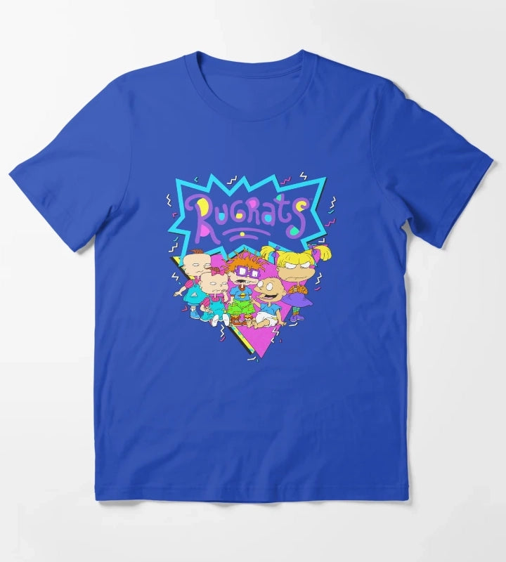 Rugrats Baby Group Bright Retro Logo T-Shirt Blue
