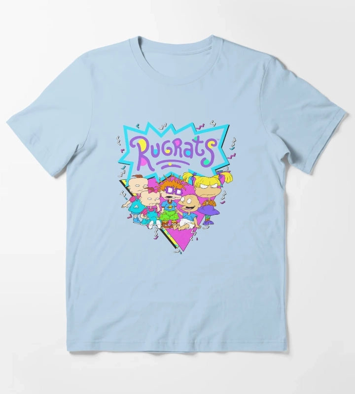 Rugrats Baby Group Bright Retro Logo T-Shirt Sky Blue