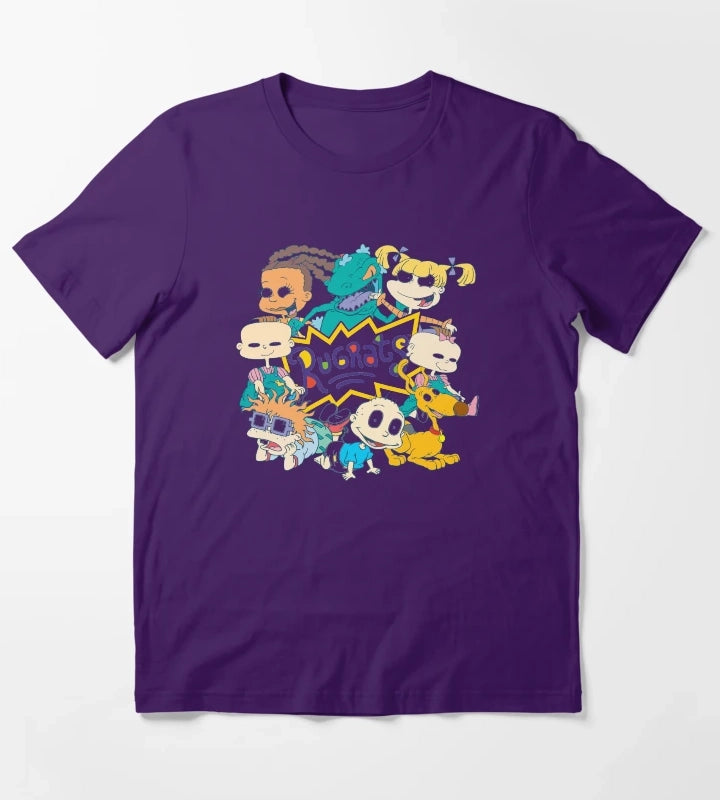 Rugrats Character Group Center Logo T-Shirt Purple