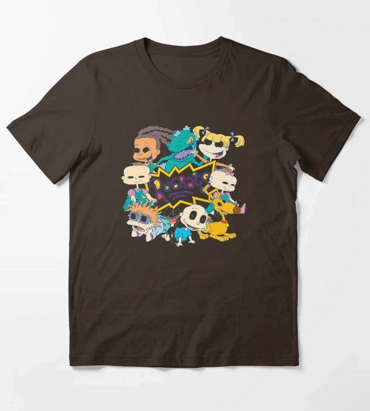 Rugrats Character Group Center Logo T-Shirt Brown