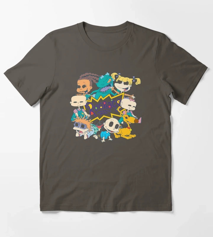 Rugrats Character Group Center Logo T-Shirt Dark Grey