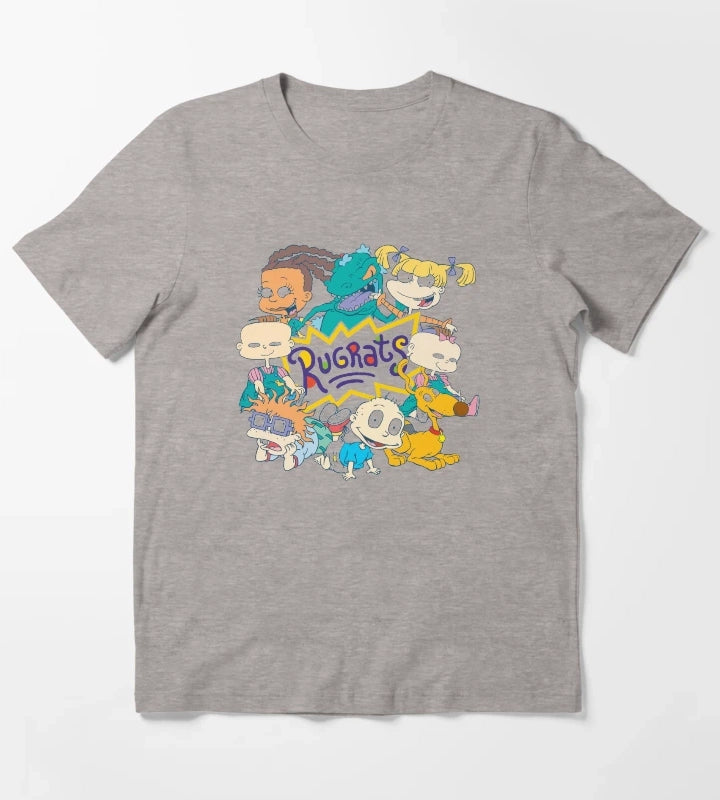 Rugrats Character Group Center Logo T-Shirt Heather Grey