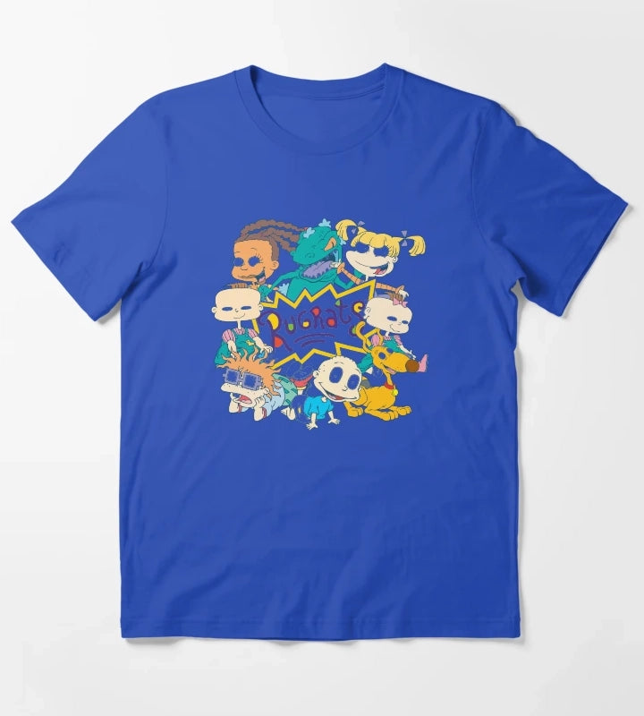 Rugrats Character Group Center Logo T-Shirt Blue