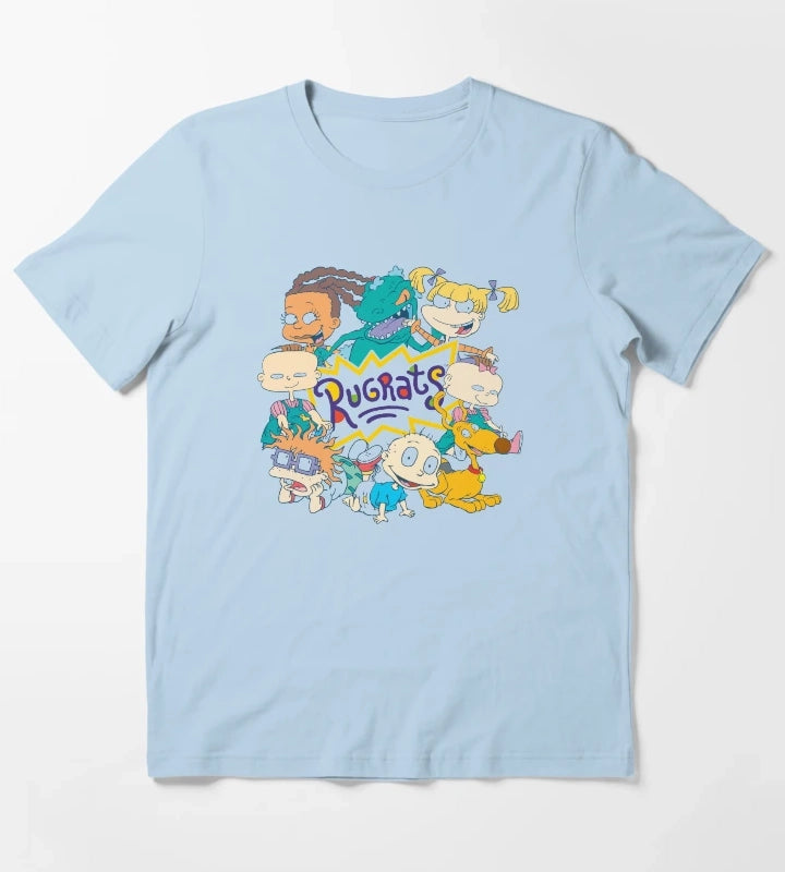 Rugrats Character Group Center Logo T-Shirt Sky Blue