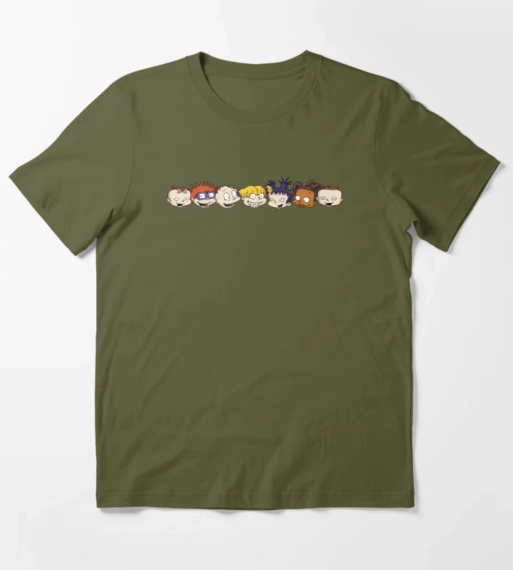 Rugrats Character Headshots Line Up T-Shirt Olive Green