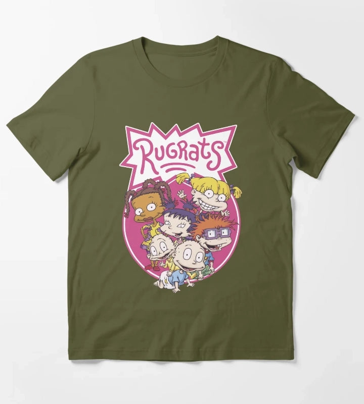 Rugrats Group Classic Circle Poster T-Shirt Olive Green