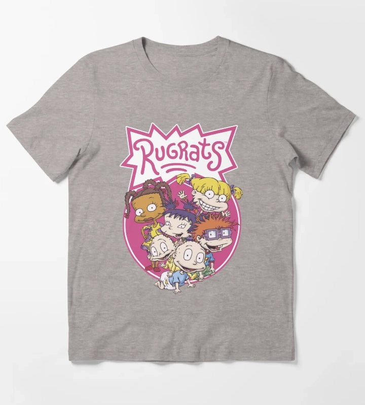 Rugrats Group Classic Circle Poster T-Shirt Heather Grey