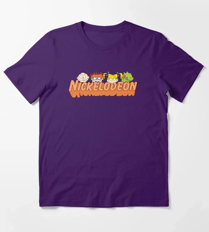 Rugrats Group Head Shot Orange Nickelodeon Logo T-Shirt Purple