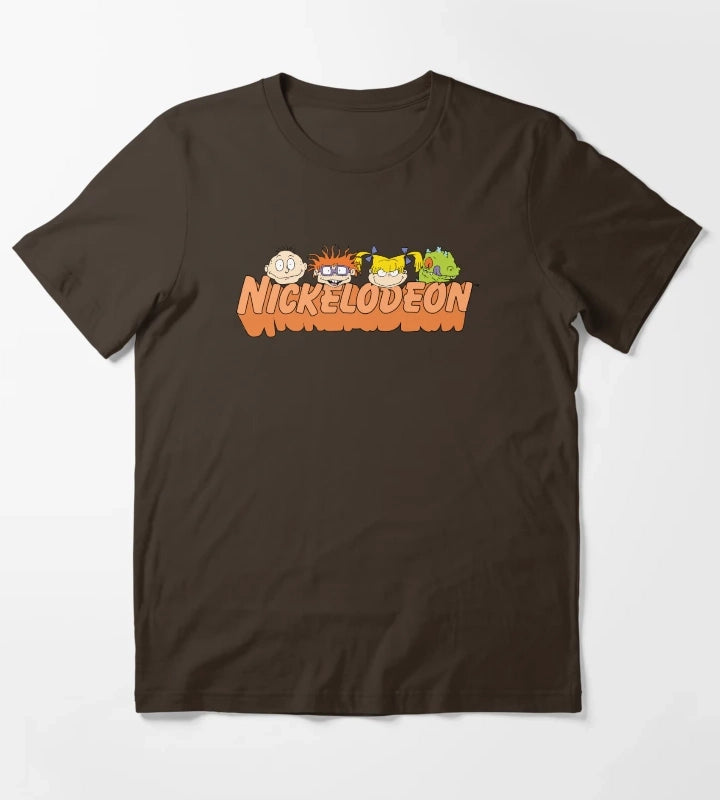 Rugrats Group Head Shot Orange Nickelodeon Logo T-Shirt Brown