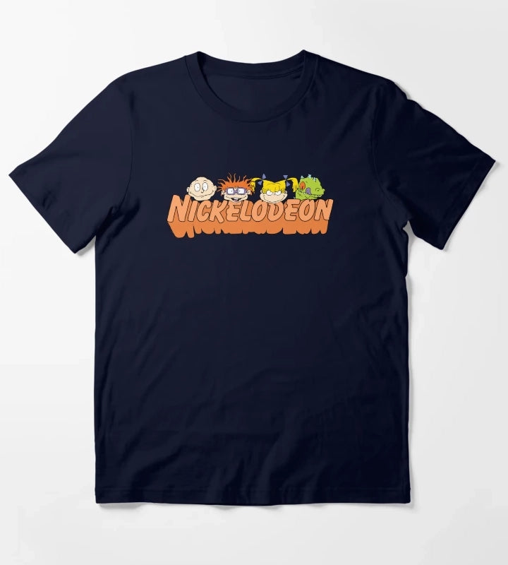 Rugrats Group Head Shot Orange Nickelodeon Logo T-Shirt Navy