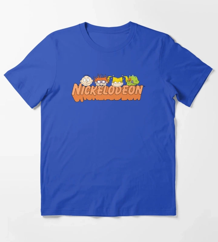 Rugrats Group Head Shot Orange Nickelodeon Logo T-Shirt Blue