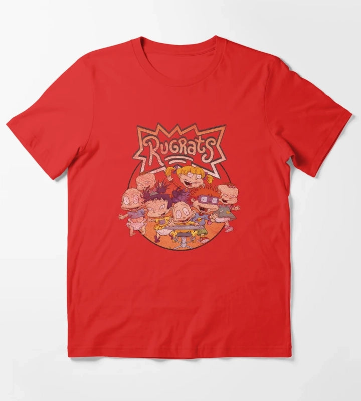 Rugrats Group Shot Distressed Logo T-Shirt Red