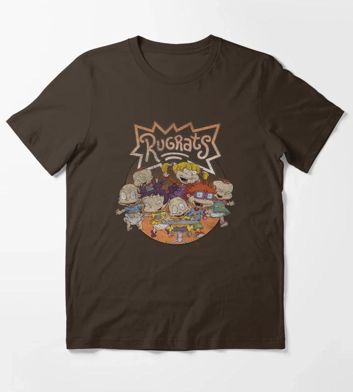 Rugrats Group Shot Distressed Logo T-Shirt Brown