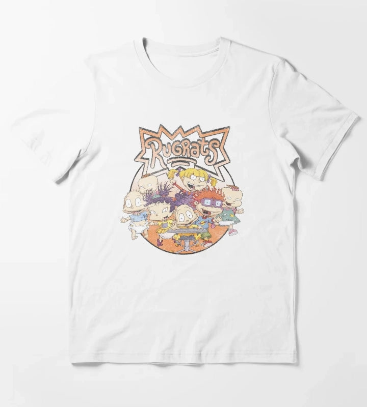 Rugrats Group Shot Distressed Logo T-Shirt White