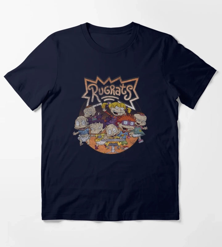Rugrats Group Shot Distressed Logo T-Shirt Navy