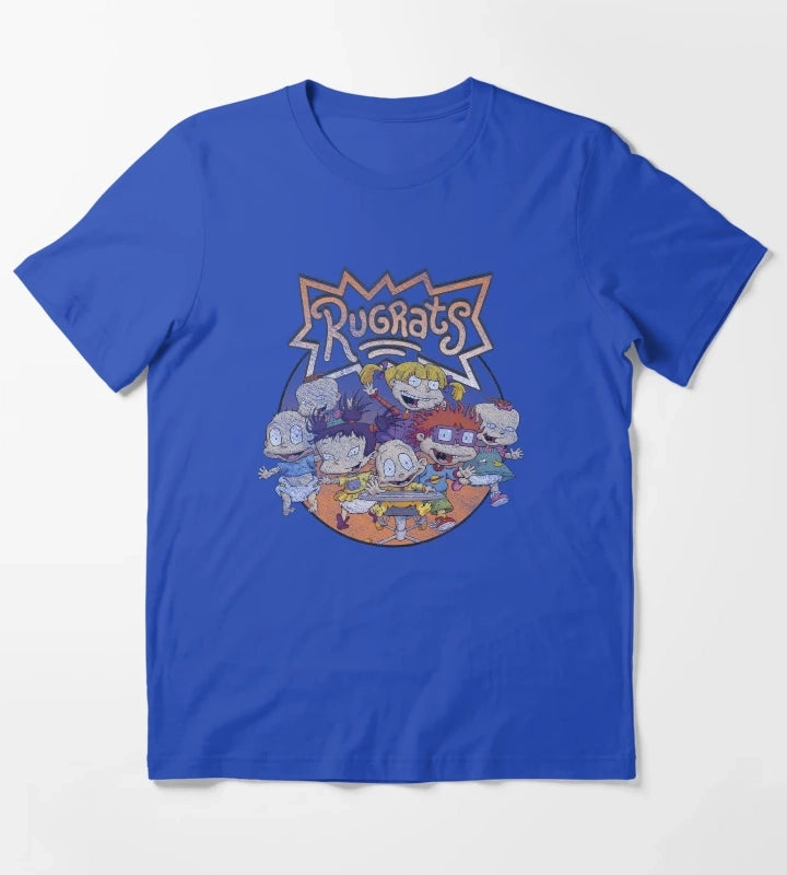 Rugrats Group Shot Distressed Logo T-Shirt Blue