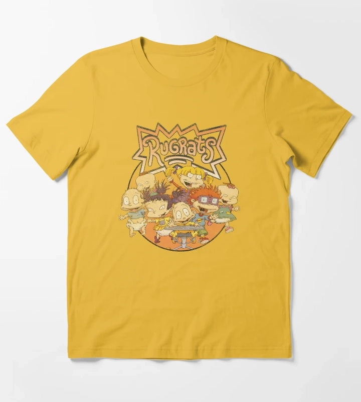 Rugrats Group Shot Distressed Logo T-Shirt Yellow