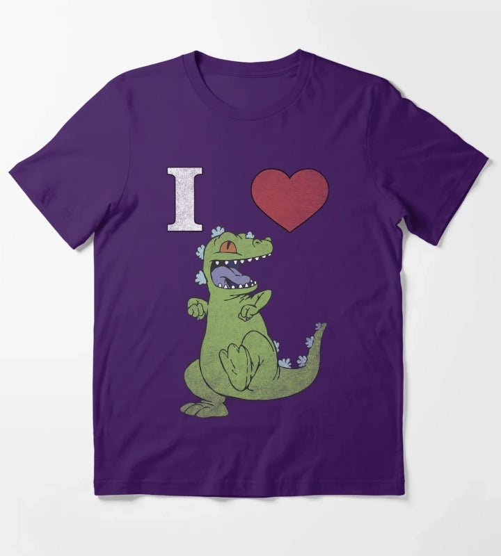 Rugrats I Love Reptar Distressed Heart Poster T-Shirt Purple