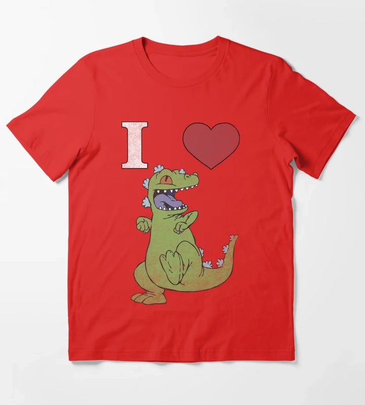 Rugrats I Love Reptar Distressed Heart Poster T-Shirt Red