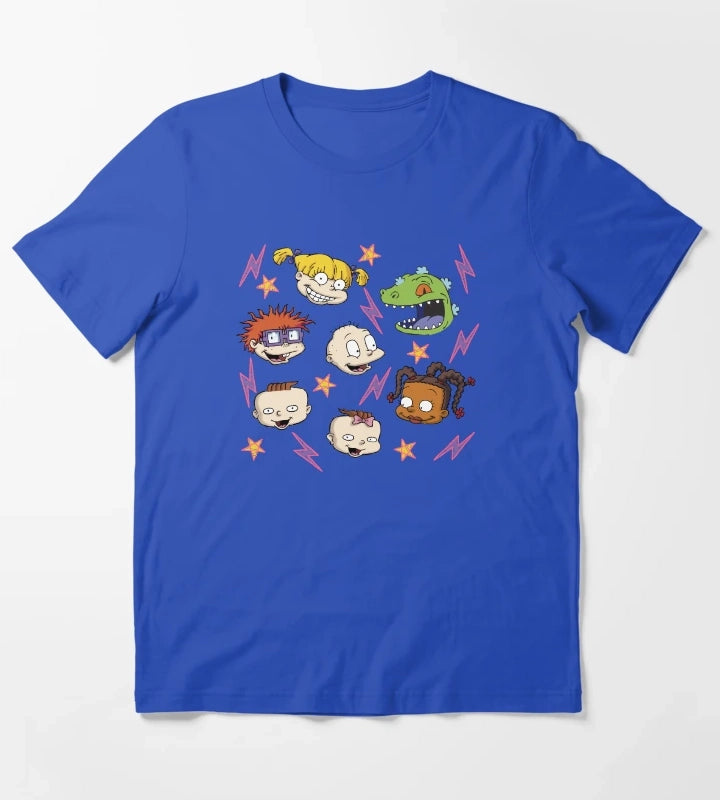 Rugrats Lightening and Stars Group Head Shot T-Shirt Blue