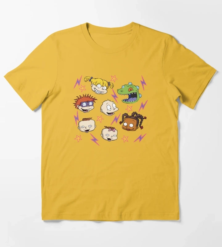 Rugrats Lightening and Stars Group Head Shot T-Shirt Yellow