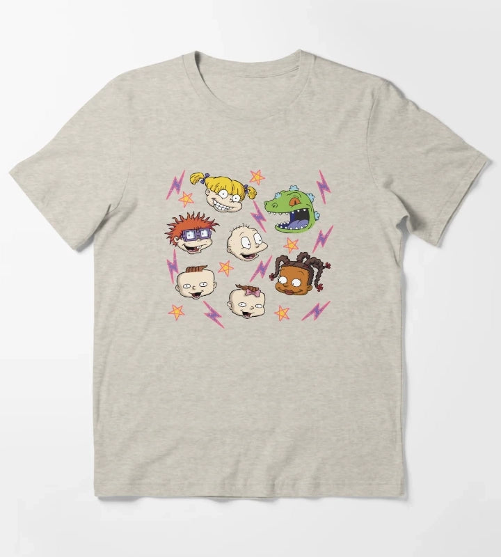Rugrats Lightening and Stars Group Head Shot T-Shirt Cream