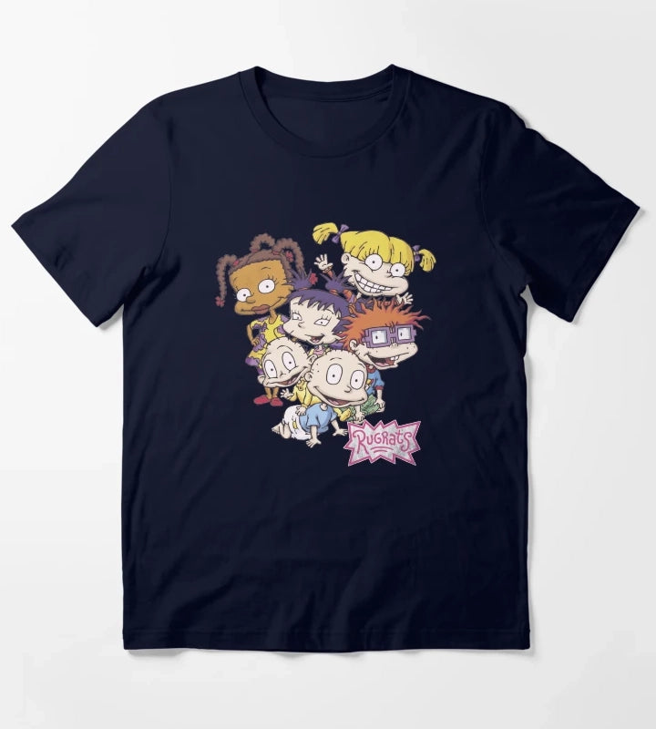 Rugrats Pile Up Distressed Group Shot T-Shirt Navy
