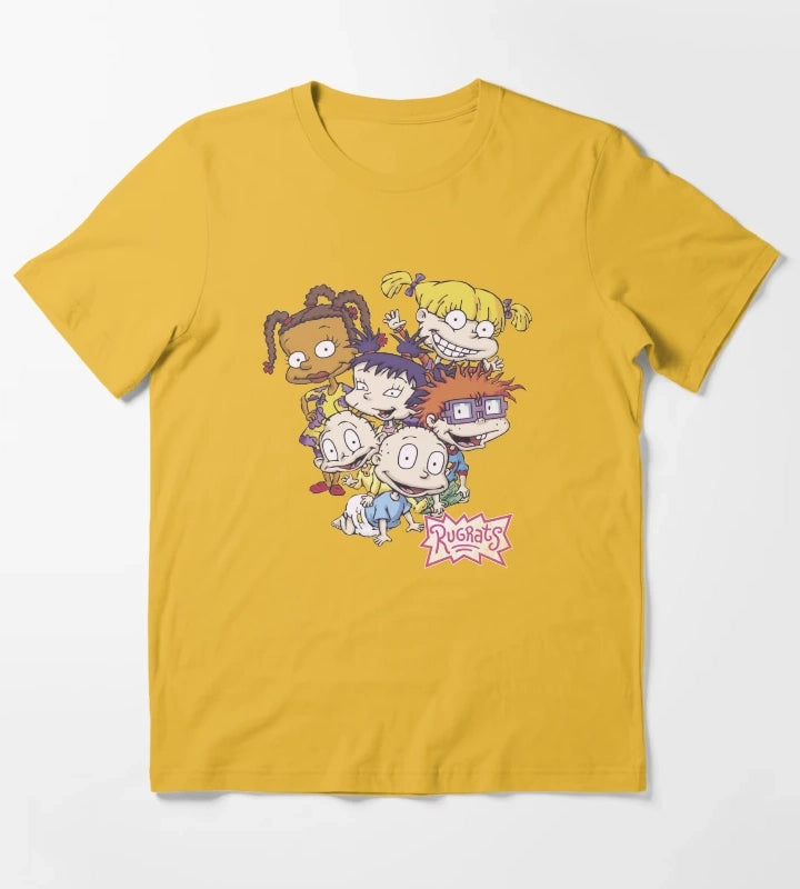 Rugrats Pile Up Distressed Group Shot T-Shirt Yellow