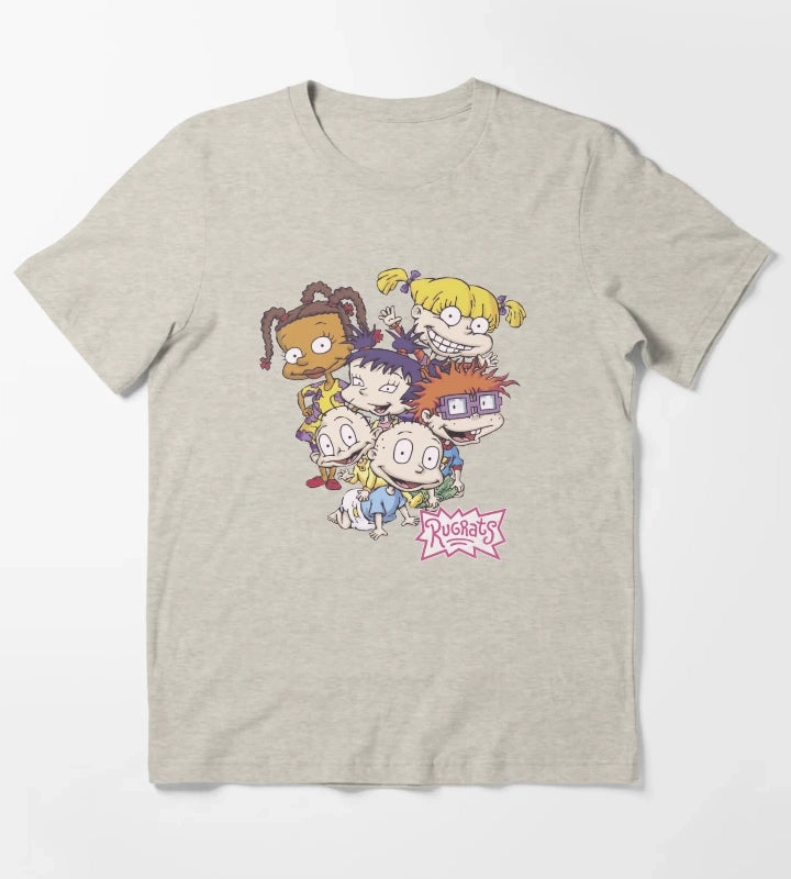 Rugrats Pile Up Distressed Group Shot T-Shirt Cream
