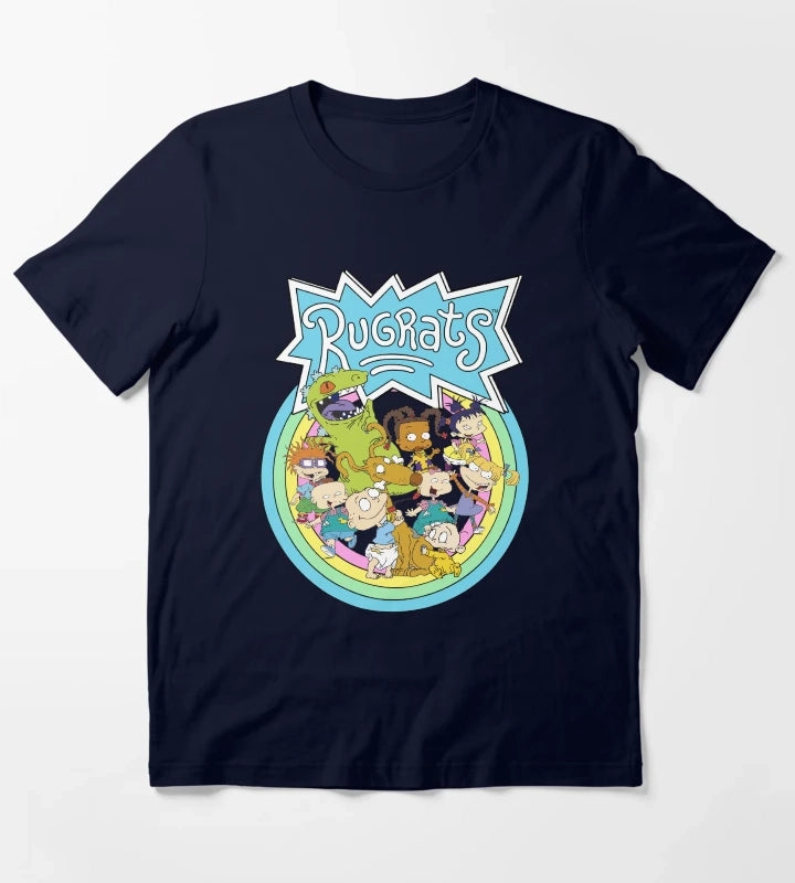 Rugrats Rainbow Circle Group Shot Retro Poster T-Shirt Navy