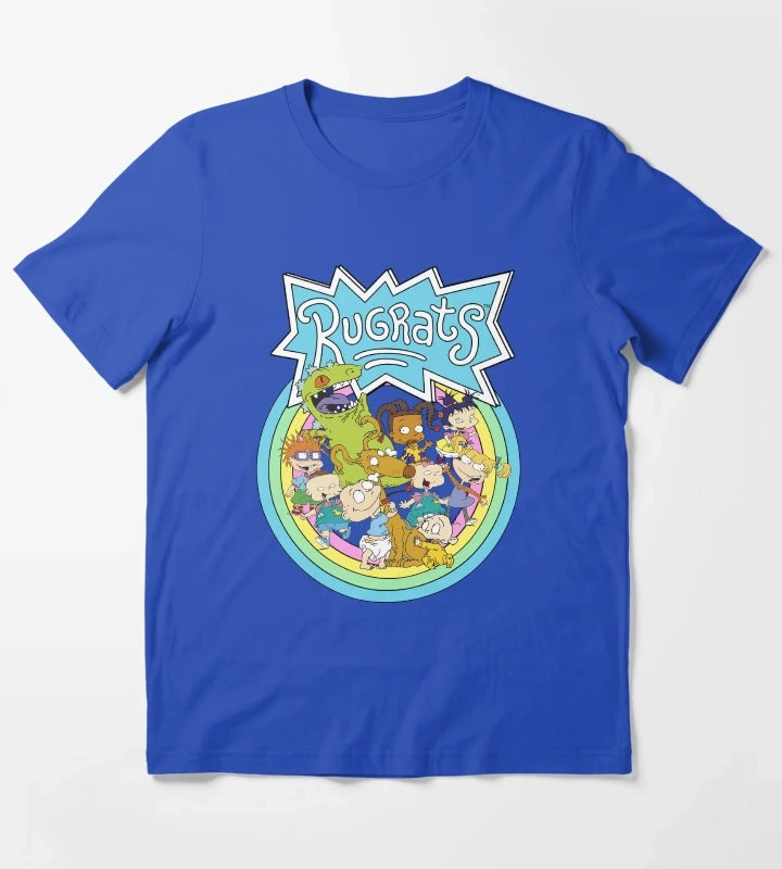 Rugrats Rainbow Circle Group Shot Retro Poster T-Shirt Blue