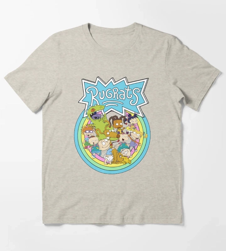 Rugrats Rainbow Circle Group Shot Retro Poster T-Shirt Cream