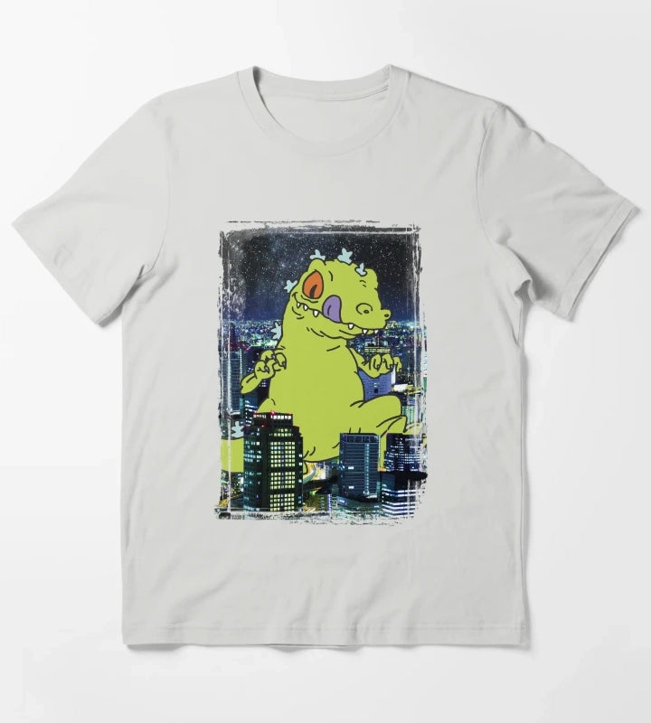 Rugrats Reptar City Rampage Portrait T-Shirt Light Grey