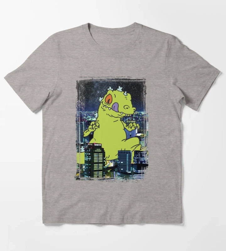 Rugrats Reptar City Rampage Portrait T-Shirt Heather Grey