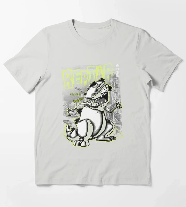 Rugrats Reptar Kanji Noir Poster T-Shirt Light Grey