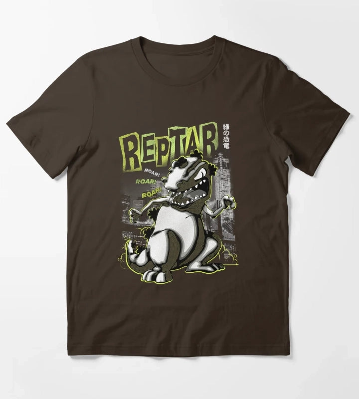 Rugrats Reptar Kanji Noir Poster T-Shirt Brown