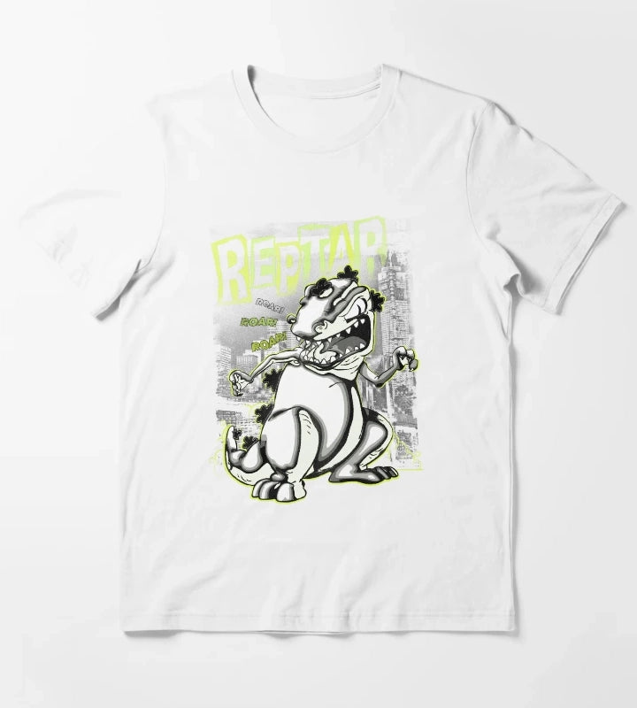Rugrats Reptar Kanji Noir Poster T-Shirt White