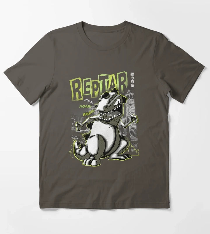 Rugrats Reptar Kanji Noir Poster T-Shirt Dark Grey