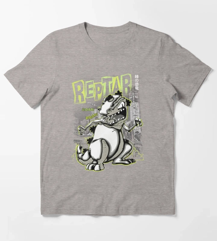 Rugrats Reptar Kanji Noir Poster T-Shirt Heather Grey