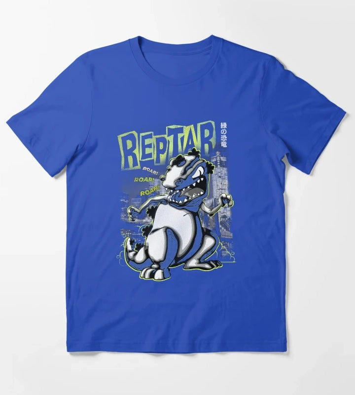 Rugrats Reptar Kanji Noir Poster T-Shirt Blue