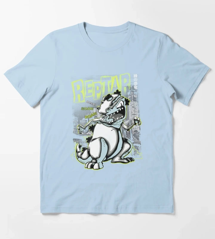 Rugrats Reptar Kanji Noir Poster T-Shirt Sky Blue