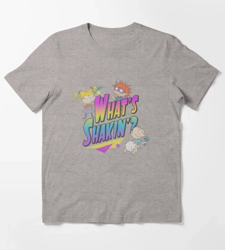 Rugrats Vintage Neon Group Whats Shakin T-Shirt Heather Grey