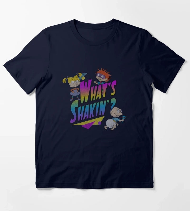 Rugrats Vintage Neon Group Whats Shakin T-Shirt Navy