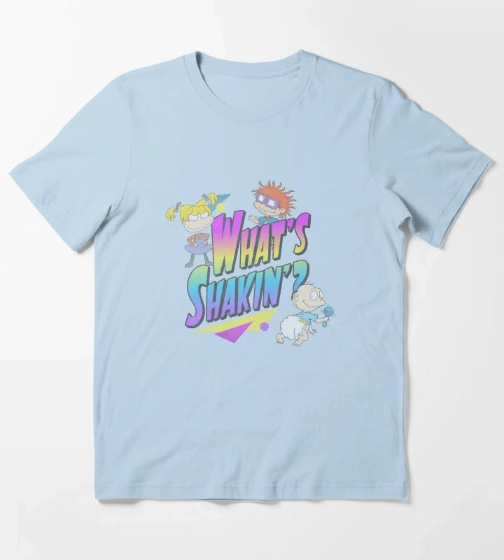 Rugrats Vintage Neon Group Whats Shakin T-Shirt Sky Blue