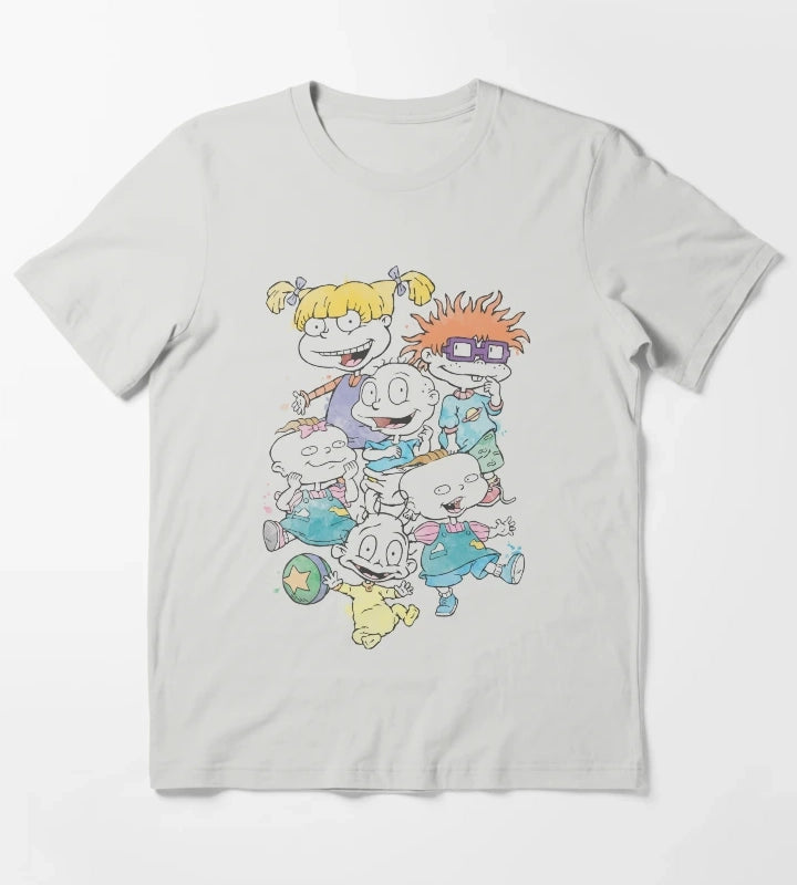 Rugrats Watercolor Group Shot Poster T-Shirt Light Grey