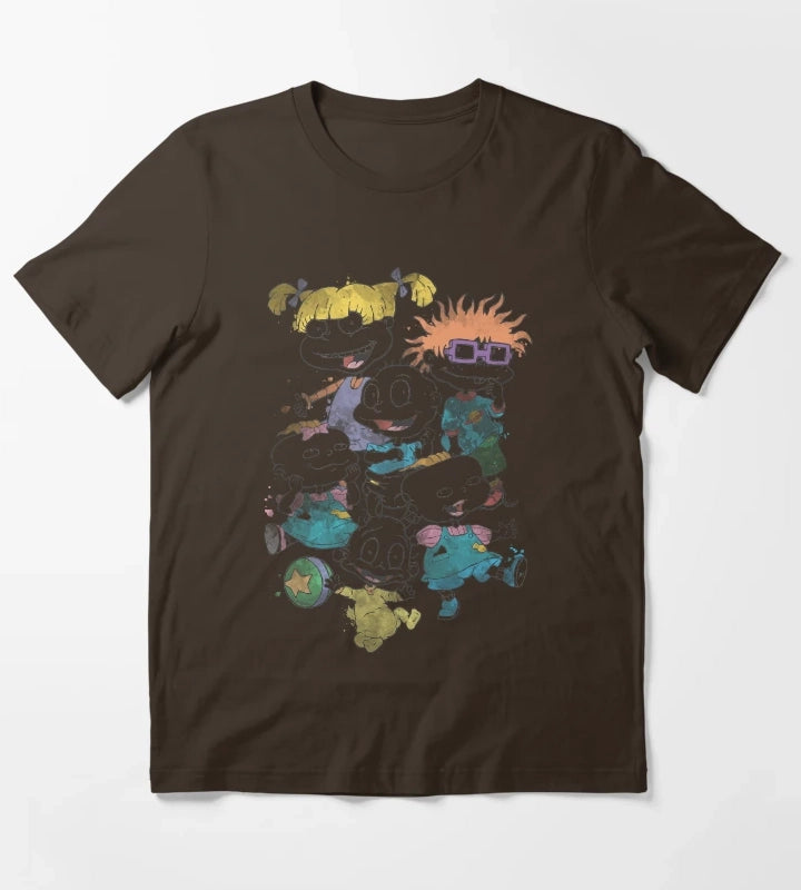 Rugrats Watercolor Group Shot Poster T-Shirt Brown