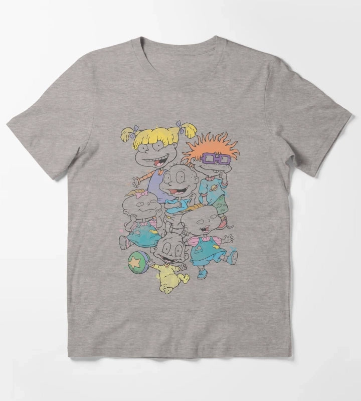 Rugrats Watercolor Group Shot Poster T-Shirt Heather Grey